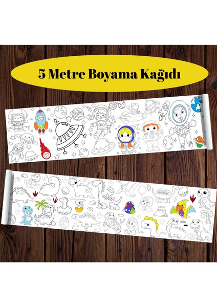 Uzay Kaşifleri Dinolar Iıı 2'li Paket 5 Metre Dev Boyama Kağıdı | Kırtasiye Doğal Oyun Hediye modelleri