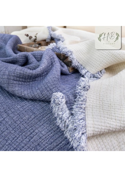 HB&Victory Müslin Mavi 6 Katlı Yorgan %100 Pamuk Deniz Mavisi Renk çift Kişilik 240X220 Cm. modelleri