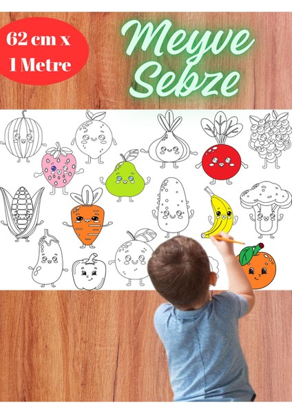 Su Altı-Meyve ve Sebzeler-Taşıtlar 3'lü Set 3 Metre Dev Boyama Kağıdı | Eğlenceli Çocuk Aktivitesi fiyatları