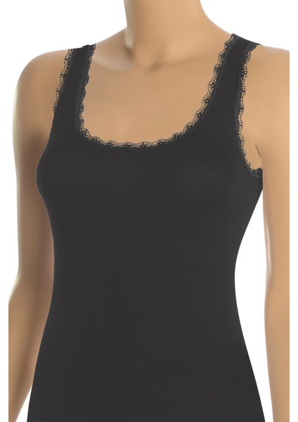 Kadın Atlet Dantelli Kalın Askılı (%90 Viskon - %10 Elastan)