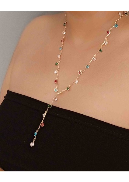 Pirinç Gold Kalpli Y Kolye 62CM