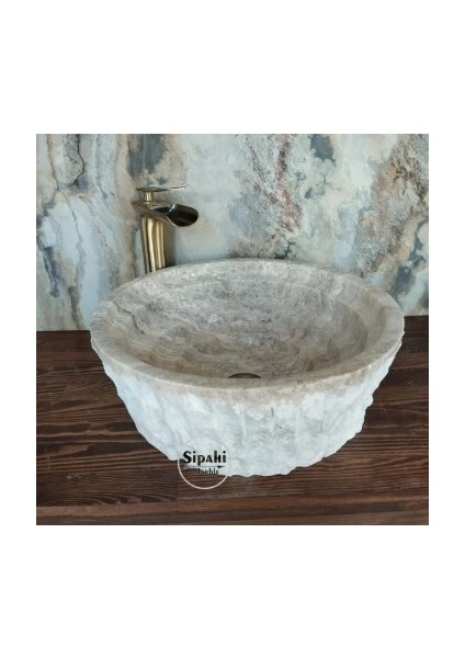Gümüş Traverten Içi Katmanlı Lavabo