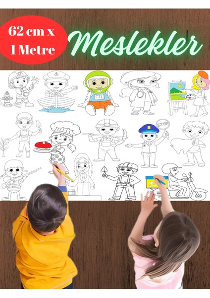 7'li Set Meslekler-Deniz Kızı- Periler- Hayvanlar- Prensesler- Yaz Kampı - Meyve ve Sebze Dev Boyama
