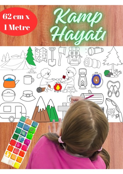 7'li Set Yaz Kampı-Su Altı-Dino-Ejderha-Taşıt-Robot-Meyve ve Sebze Dev Boyama Kağıdı | Oyuncak Kitap