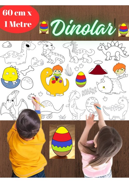 7'li Set Gezegen-Su Altı-Dino-Ejderha-Taşıt-Robot-Meyve ve Sebze Dev Boyama Kağıdı | Oyuncak, Kitap