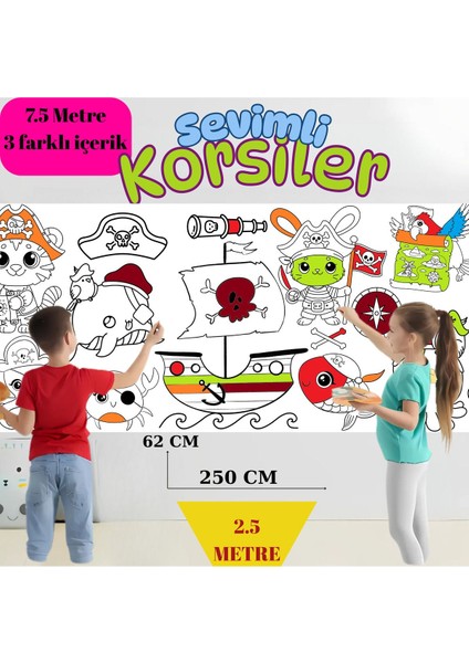 Denizaltı, Araçlar, Sevimli Korsanlar 7,5 Metre Dev Boyama Kağıdı | Doğum Günü Eğlenceli Oyuncak modelleri