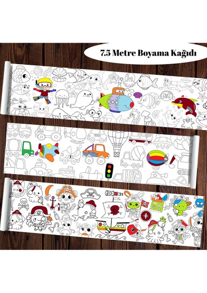Denizaltı, Araçlar, Sevimli Korsanlar 7,5 Metre Dev Boyama Kağıdı | Doğum Günü Eğlenceli Oyuncak fırsatları