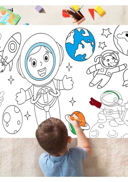 Uzay Kaşifleri 1 2.5 M Dev Boyama Kağıdı | Doğum Günü Partisi, Eğlenceli Oyuncak modelleri