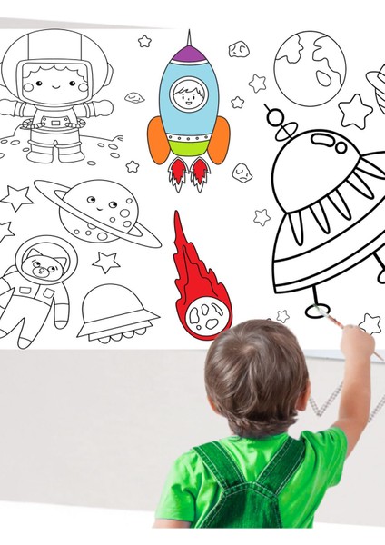 Uzay Kaşifleri 1 2.5 M Dev Boyama Kağıdı | Doğum Günü Partisi, Eğlenceli Oyuncak fırsatları