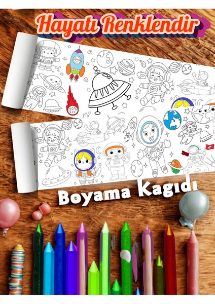 Uzay Kaşifleri 1 2.5 M Dev Boyama Kağıdı | Doğum Günü Partisi, Eğlenceli Oyuncak