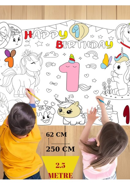 1 Yaş Doğum Günü Partisi Unicorn Temalı Dev Boyama Kağıdı | Eğitici Oyuncak, Kitap, Hediye modelleri