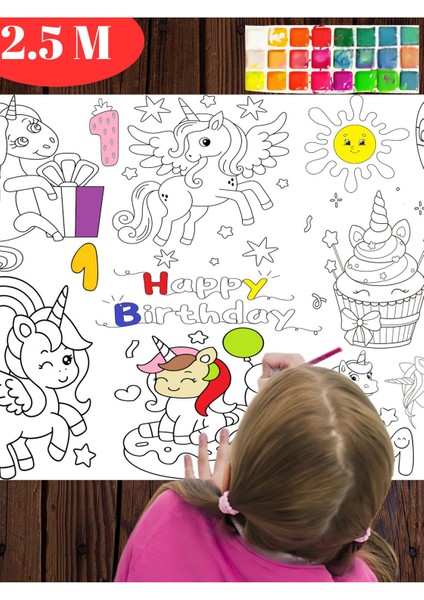 1 Yaş Doğum Günü Partisi Unicorn Temalı Dev Boyama Kağıdı | Eğitici Oyuncak, Kitap, Hediye fırsatları
