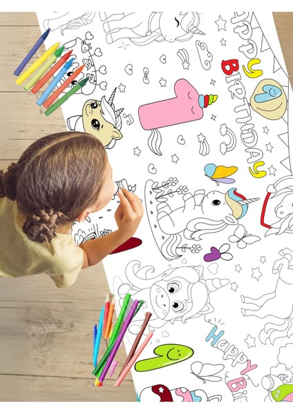 1 Yaş Doğum Günü Partisi Unicorn Temalı Dev Boyama Kağıdı | Eğitici Oyuncak, Kitap, Hediye indirimleri