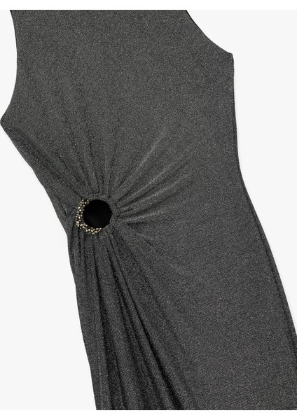 Kolsuz Bisiklet Yaka Taş Detaylı Slim Fit Elbise indirimleri