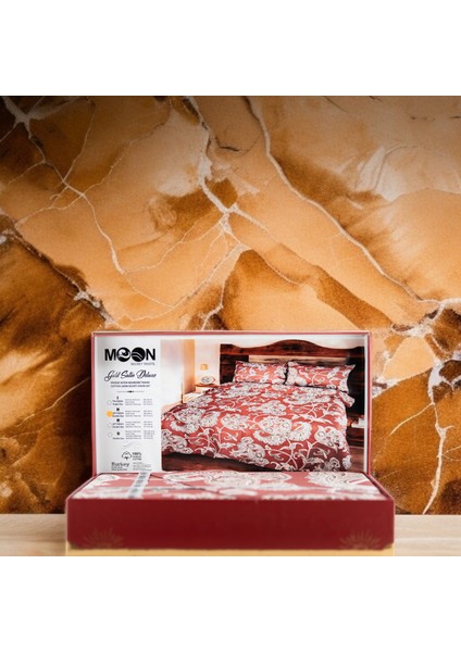 Premıum Koyu Kırmızı Renk Çiçek Desenli 102'DEN %100 Pamuk Çift Kişilik Nevresim Takımı Kutulu modelleri