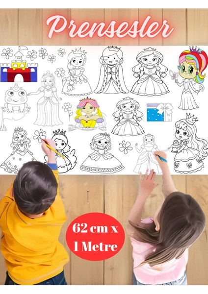 Periler-Meyve ve Sebzeler-Prensesler 3'lü Set 3m Dev Boyama Kağıdı | Eğitici Oyuncak Aktivitesi