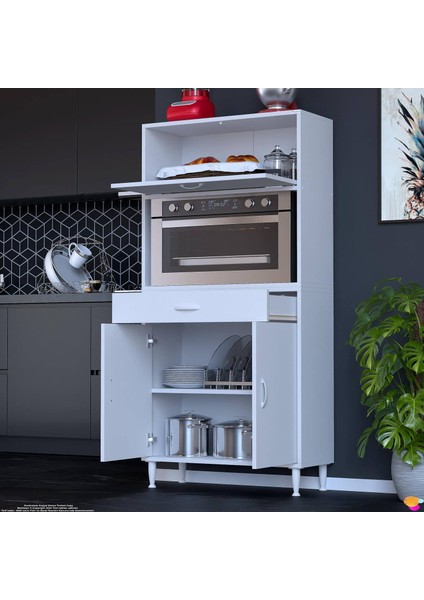 VİO (80x163,4x32.5 cm) Çek, Kapaklı, Ekmeklikli. Mini/Midi Mikrodalga Mutfak Dolabı modelleri