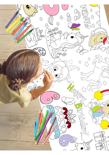 6 Yaş Doğum Günü Partisi Unicorn Temalı Dev Boyama Kağıdı | Eğitici Oyuncak, Kitap, Hediye indirimleri