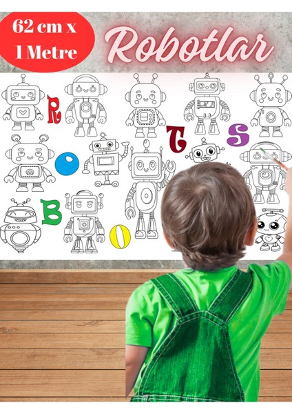 Robotlar-Su Altı-Taşıtlar 3m Dev Boyama Kağıdı | Eğitici Oyuncak Aktivitesi fırsatları