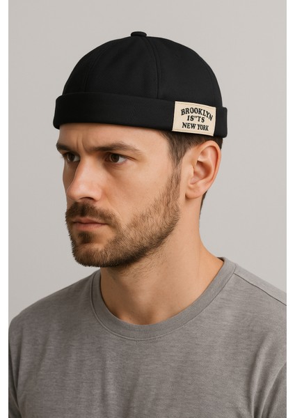 Brooklyn New York Etiketli Sokak Modası Tarzında Ayarlanabilir Siyah Erkek Docker Şapka fırsatları