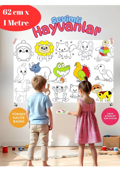 Gezegenler-Su Altı-Meyve Sebze-Hayvanlar-Periler 5'li Dev Boyama Kağıdı | Eğitici Oyuncak, Kitap