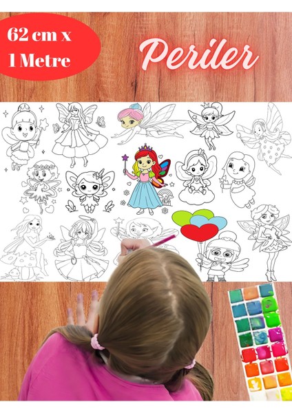 Gezegenler-Su Altı-Meyve Sebze-Hayvanlar-Periler 5'li Dev Boyama Kağıdı | Eğitici Oyuncak, Kitap