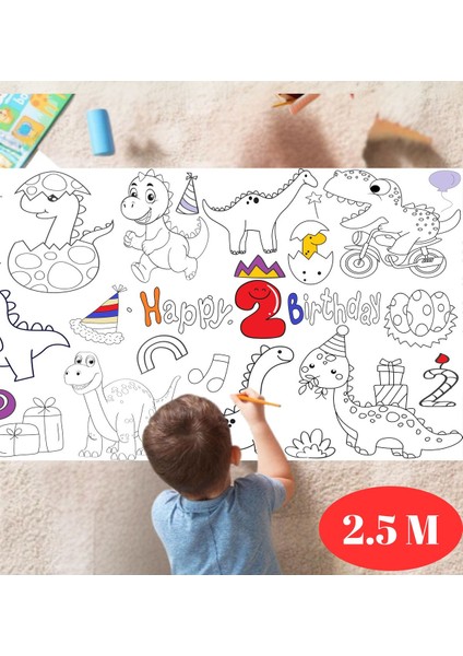 2 Yaş Doğum Günü Partisi Dinozor Temalı 2.5 M Dev Boyama Kağıdı | Eğitici Oyuncak, Kitap fırsatları