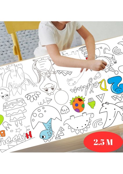 2 Yaş Doğum Günü Partisi Dinozor Temalı 2.5 M Dev Boyama Kağıdı | Eğitici Oyuncak, Kitap indirimleri