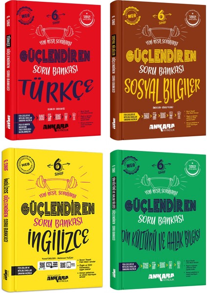 Ankara 2025 6. Sınıf Türkçe + Sosyal Bilgiler + Ingilizce + Din Kültürü Güçlendiren Soru Seti 4 Kitap Güncel Müfredat