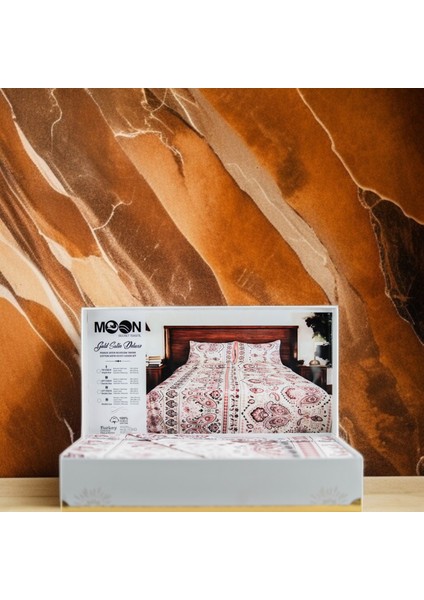 Premıum Kırmızı Desenli Renk 102'DEN %100 Pamuk Çift Kişilik Nevresim Takımı Kutulu fırsatları