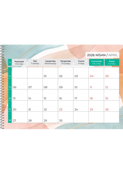 2026 Masaüstü Defter Planlama Takvimi 23X33 cm fırsatları