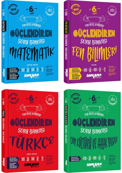 Ankara 2025 6. Sınıf Matematik + Fen Bilgisi + Türkçe + Din Kültürü Güçlendiren Soru Seti 4 Kitap Güncel Müfredat