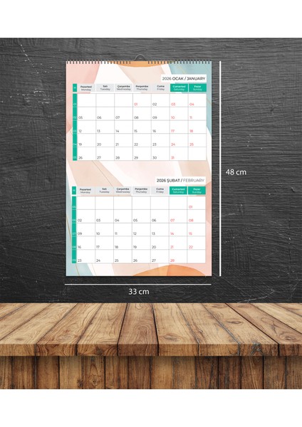 2026 Pastel Duvar Planlayıcı-6 SAYFA-33X48 cm