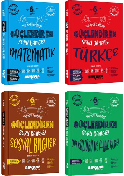 Ankara 2025 6. Sınıf Matematik + Türkçe + Sosyal + Din Kültürü Güçlendiren Soru Seti 4 Kitap Güncel Müfredat