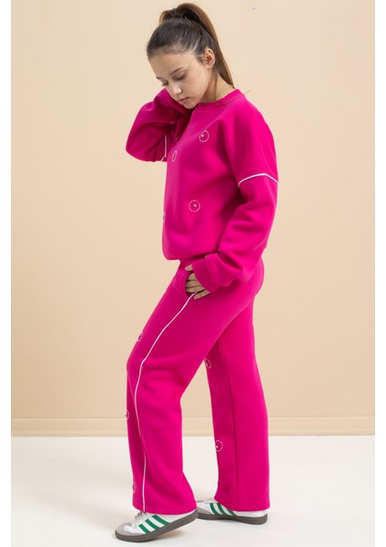Fuşya Payet Işlemeli Şardonlu Kız Çocuk 2li Eşofman Takımı 21426 fırsatları