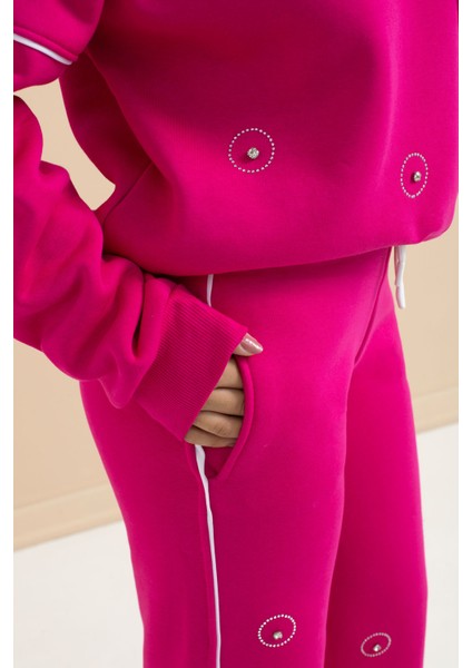 Fuşya Payet Işlemeli Şardonlu Kız Çocuk 2li Eşofman Takımı 21426 indirimleri