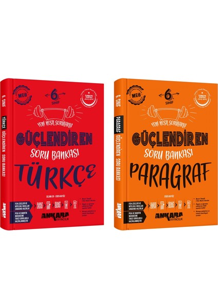 Ankara 2025 6. Sınıf Türkçe + Paragraf Güçlendiren Soru Bankası Seti 2 Kitap Güncel Müfredat