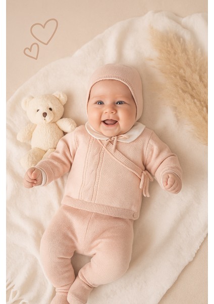 Nipperland 0-3 Ay %100natural cotton Unısex Saç Örgülü Pudra Kruvaze 5'li Hastane Çıkışı Set