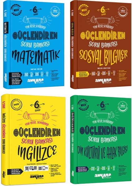 Ankara 2025 6. Sınıf Matematik + Sosyal + Ingilizce + Din Kültürü Güçlendiren Soru Seti 4 Kitap Güncel Müfredat