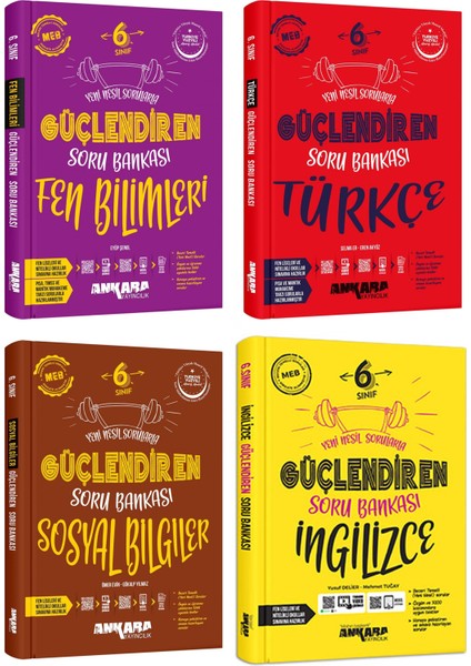Ankara 2025 6. Sınıf Fen Bilimleri + Türkçe + Sosyal + Ingilizce Güçlendiren Soru Seti 4 Kitap Güncel Müfredat