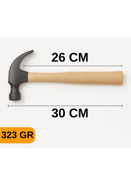 320GR Profesyonel Ahşap Saplı Claw Çekiç 12 cm Çelik Baş Ergonomik Çivi Sökme Çakma Ergonomik Dayanıklı indirimleri