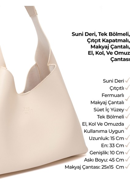 Siyah/beyaz/krem SHK237 Suni Deri El, Kol ve Omuz 3'lü Çanta Seti (SHK19-SHK194-SHK26) indirimleri