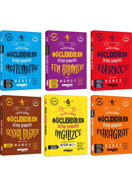 Ankara 2025 6. Sınıf Matematik + Fen Bilgisi + Türkçe + Sosyal Bilgiler + Ingilizce + Paragraf Güçlendiren Soru Seti 6 Kitap Güncel Müfredat