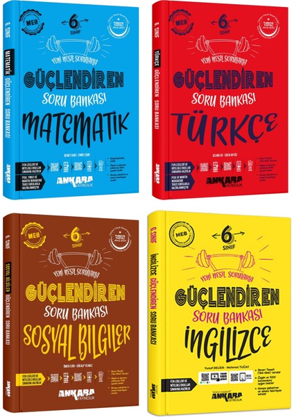 Ankara 2025 6. Sınıf Matematik + Türkçe + Sosyal + Ingilizce Güçlendiren Soru Seti 4 Kitap Güncel Müfredat