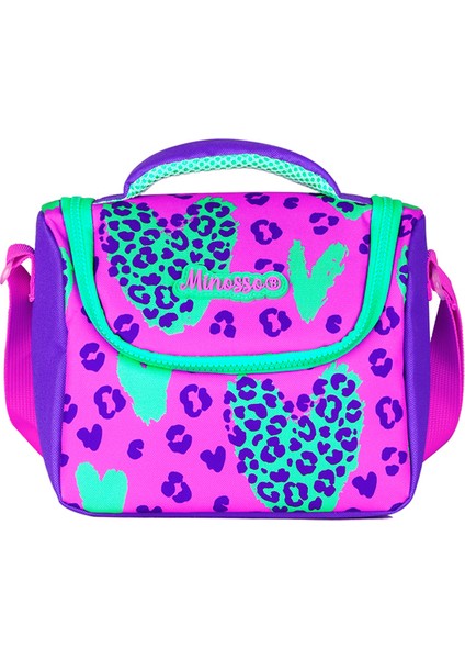 Kız Çocuk 3'lü Çanta Seti Su Dayanıklı Polyester Materyal Leopar Kalp Desenli modelleri
