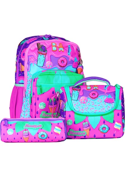 Dondurma Desenli Kız Çocuk İlkokul 3'lü Çanta Seti MINOSSOSET1003
