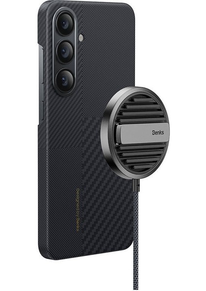 Galaxy S25 Kılıf M-Safe Şarj Uyumlu Karbon Fiber Benks Montage Armorair Kevlar Kapak Siyah modelleri