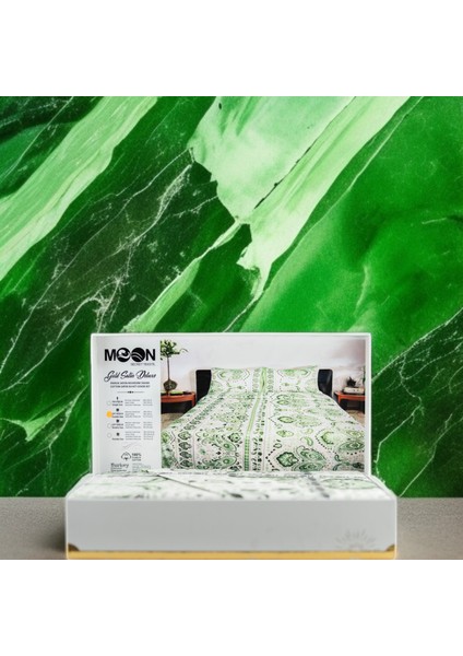 Premıum Fıstık Yeşili Renk 102'DEN %100 Pamuk Çift Kişilik Nevresim Takımı Kutulu fırsatları