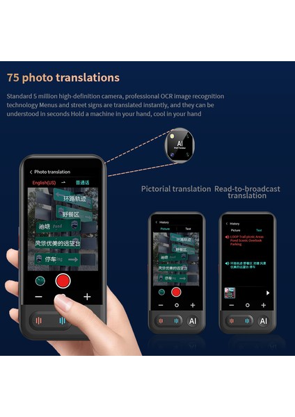 Z16 Wifi Özellikli Translator Kameralı 139 Dilde Elektronik Çeviri Cihazı Türkçe Menü modelleri