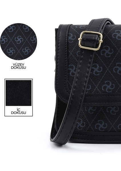 Monogram Baskılı Siyah SHK127 Suni Deri Iç Fermuar Cepli Çıtçıt Kapamalı El,kol ve Omuz Çantası indirimleri